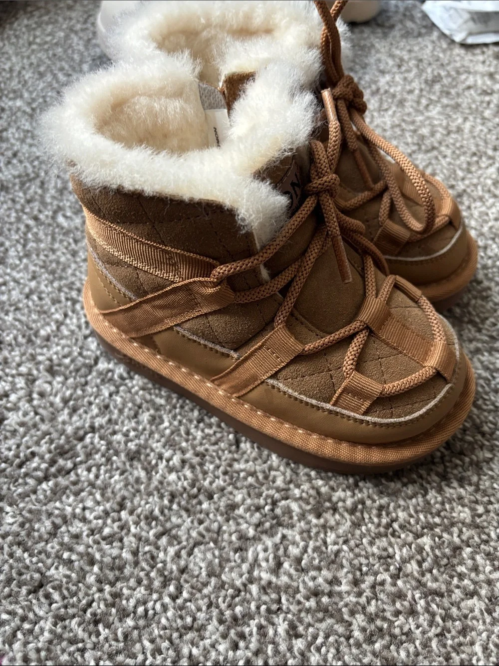 Kids Tan Fur-Lined Winter Boots